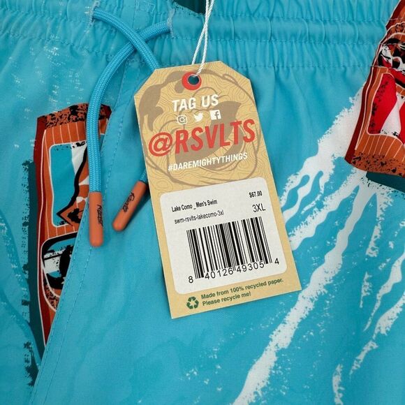 NWT RSVLTS Men's Lake Como Swim Trunks Hybrid Board Shorts Blue 3XL - Picture 8 of 11